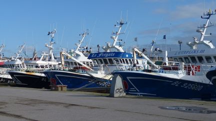 Des chalutiers dans le port de Boulogne-sur-mer (Pas-de-Calais). (MATTHIEU DARRIET / RADIO FRANCE)