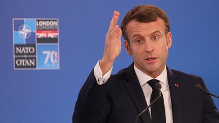 Le président français Emmanuel Macron au sommet de l'Otan à Watfort, en Angleterre, le 4 décembre 2019. (LUDOVIC MARIN / AFP)