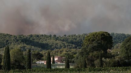 Des épaisses nuées de fumée étaient visibles dans le ciel d'Aubagne (Bouches-du-Rhône), le 19 août 2017. (CITIZENSIDE/FREDERIC SEGURAN / CITIZENSIDE)
