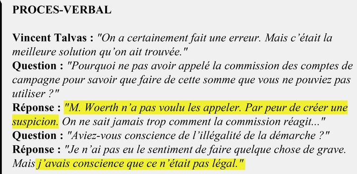 Extrait du procès-verbal de Vincent Talvas. (DOCUMENT RADIO FRANCE)