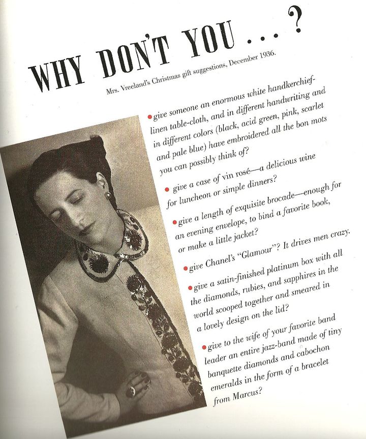 Extrait de la chronique de Diana Wreeland
 (Harper&#039;s Bazaar)