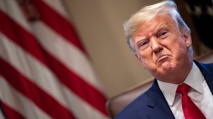 Le président américain, Donald Trump, lors d'une réunion du cabinet à la Maison Blanche, à Washington, le 21 octobre 2019. (BRENDAN SMIALOWSKI / AFP)