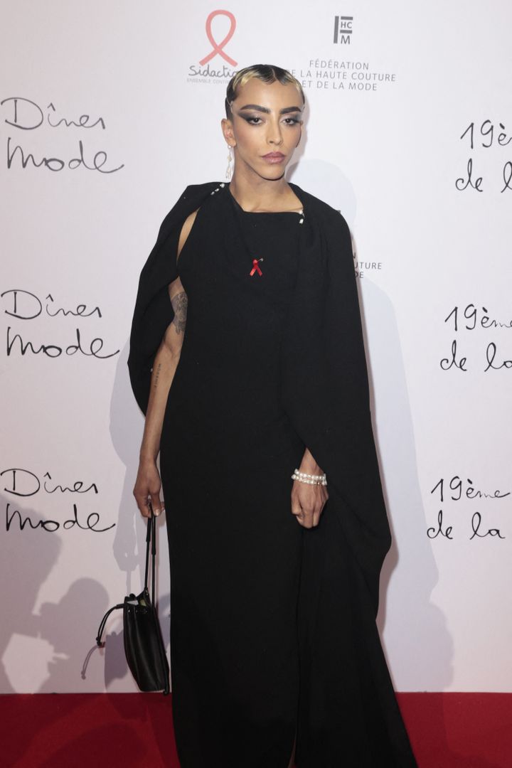 Singer Bilal Hassani arrives at the Dîner de la Mode at the Pavillon Cambon Capucines in Paris, July 7, 2022. (GEOFFROY VAN DER HASSELT / AFP)