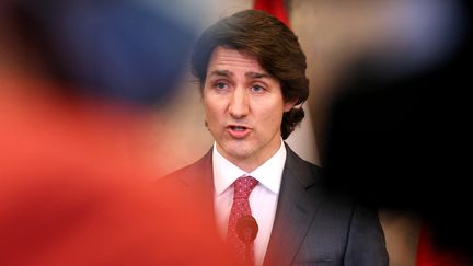 Le Premier ministre canadien, Justin Trudeau, au Parlement à Ottawa, le 14 février 2022. (DAVE CHAN / AFP)