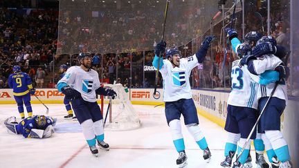 La joie des Européens, qualifiés pour la finale du Mondial (BRUCE BENNETT / GETTY IMAGES NORTH AMERICA)