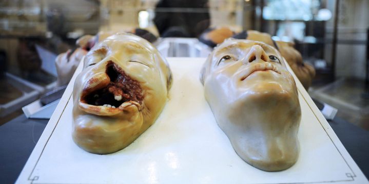 Visage en cire d'un soldat défiguré puis reconstruit, musée des Hospices Civils de Lyon, novembre 2008.
 (PHILIPPE MERLE / AFP)