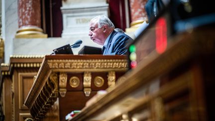 Gérard Larcher, président du Sénat, le 20 juillet 2022. (XOSE BOUZAS / HANS LUCAS VIA AFP)