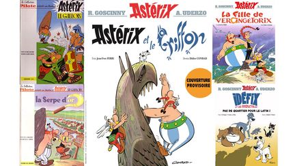 Le nouvel album d'Astérix, Astérix et le griffon, sortira le 21 octobre.&nbsp; (ALBERT UDERZO, DARGAUD / ALBERT UDERZO, DARGAUD / DIDIER CONRAD, ED. ALBERT RENE / DIDIER CONRAD, ED. ALBERT RENE / PHILIPPE FENECH, ED. ALBERT RENE)