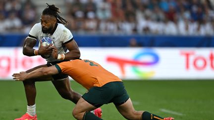 Waisea Nayacalevu, le capitaine des Fidji, lors du match de poule contre l'Australie au stade Geoffroy-Guichard à Saint-Etienne, le 17 septembre 2023. (OLIVIER CHASSIGNOLE / AFP)