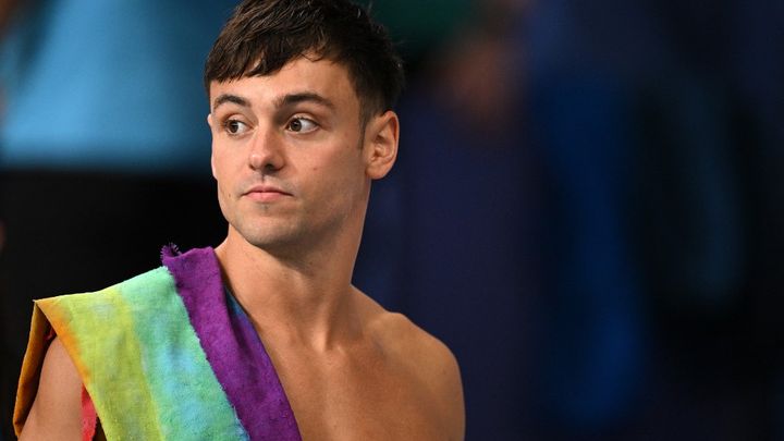 Tom Daley, lors des championnats du monde aquatiques 2024 de Doha, au Qatar, le 2 février 2024. (OLI SCARFF / AFP)