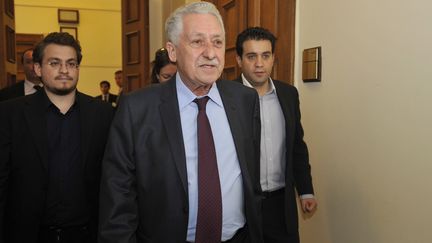 Le leader du petit parti Dimar, de centre-gauche, Fotis Kouvelis,&nbsp;le 10 mai 2012, &agrave; Ath&egrave;nes. (LOUISA GOULIAMAKI / AFP)