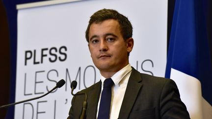 Le ministre de l'Action et des Comptes publics, Gérald Darmanin, lors d'une conférence de presse, le 28 septembre 2017, au ministère des Finances, à Paris. (PATRICE PIERROT / CITIZENSIDE / AFP)