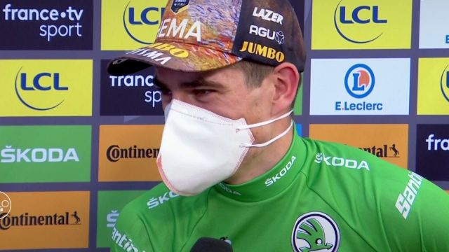 De nouveau vainqueur après son récital à Calais, Wout van Aert se félicite de cette victoire collective après le bon travail de ses équipiers sur la route de Lausanne. Le Belge conforte ainsi sa tunique verte de leader du classement par points.