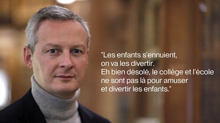 Au micro d'Europe 1, le 9 mai 2015, le d&eacute;put&eacute; UMP Bruno Le Maire estime&nbsp;que l'&eacute;ducation nationale est "l&agrave; pour les pr&eacute;parer &agrave; rentrer dans la soci&eacute;t&eacute; et la vie professionnelle le mieux arm&eacute; possible". (KENZO TRIBOUILLARD / AFP)