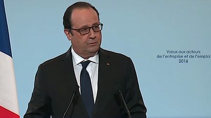 &nbsp; (François Hollande devant les forces économiques © capture d'écran iTélé)