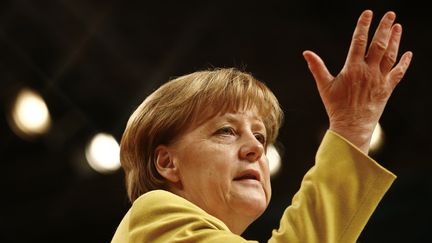 Angela Merkel lors d'une convention de son parti, &agrave; Cologne, en Allemagne, le 10 d&eacute;cembre 2014. (KAI PFAFFENBACH / REUTERS)