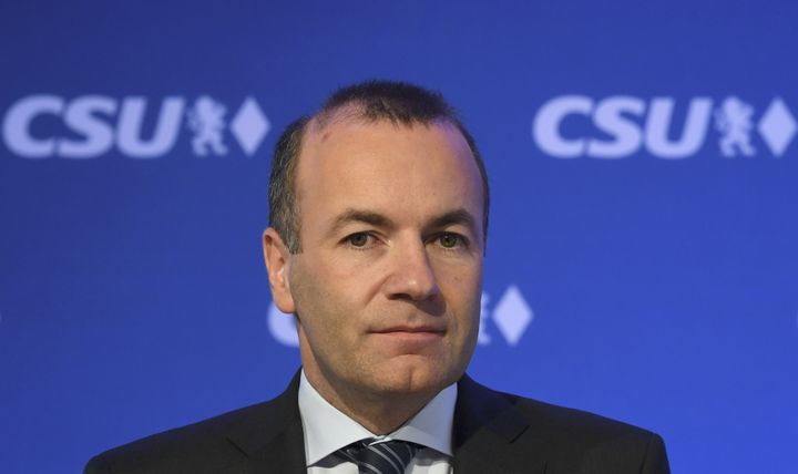 Manfred Weber, le chef de file du Parti populaire européen, au siège de la CSU à Munich, le 27 mai 2019.&nbsp; (CHRISTOF STACHE / AFP)