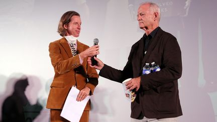 Wes Anderson et Bill Murray à Angoulême le 17 octobre 2021 pour la présentation de "The French Dispatch" (RENAUD JOUBERT / MAXPPP)