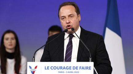 L'ancien député Jean-Christophe Lagarde lors d'un meeting des Républicains, à Paris, le 3 avril 2022. (LUDOVIC MARIN / AFP)