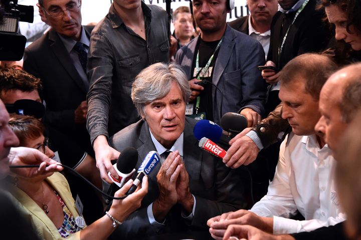 Stéphane Le Foll, alors ministre de l'Agriculture, lors du congrès de la FNSEA organisé le 15 septembre 2016 à Saint-Jacques-de-la-Lande (Ille-et-Vilaine). (JEAN-FRANCOIS MONIER / AFP)