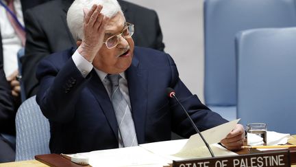 Mahmoud Abbas, président de l'Autorité palestinienne, en février 2018, au Conseil de sécurité de l'ONU. (MAXPPP)