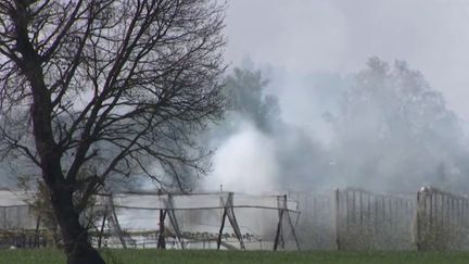 Certains habitants de la commune d’Ambres, dans le Tarn, ont été intoxiqués par d’épaisses fumées noires générées par des feux allumés par des agriculteurs, mardi 13 avril. (CAPTURE ECRAN FRANCE 2)