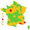 Carte de France du taux d'incidence Covid-19 par département. (FRANCEINFO)