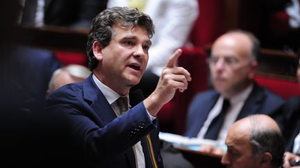 Le ministre du Redressement productif, Arnaud Montebourg, lors de la s&eacute;ance de questions &agrave; l'Assembl&eacute;e nationale, &agrave; Paris, le 17 juillet 2012. (CHRISTOPHE MORIN / MAXPPP)