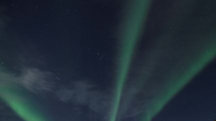 MARS. Une aurore boréale&nbsp;traverse le ciel de Unstad (Norvège), le 7 mars 2017. (OLIVIER MORIN / AFP)