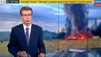 La télévision russe se montre prudente quant à la mort d'Evguéni Prigojine. (Capture d'écran Rossiya 24)