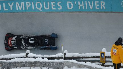 Le bobsleigh américain lors des répétitions sur la piste de Sotchi