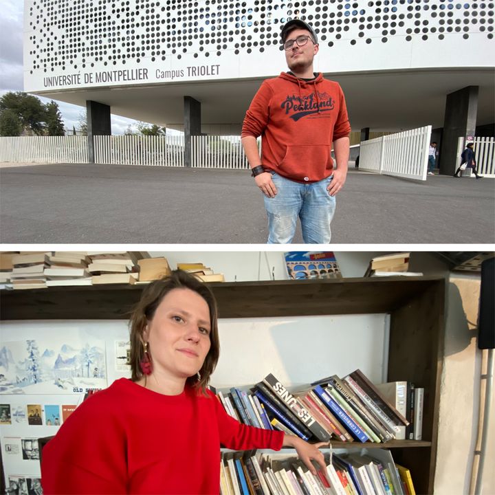 Above, Esteban, computer science student in Montpellier (Hérault).  Below, Alenka Doulain, opposition municipal councilor, close to La France insoumise.  (RAPHAEL GODET / FRANCEINFO)