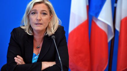 Marine Le Pen, le 26 mars 2013, &agrave; Nanterre (Hauts-de-Seine), lors d'une conf&eacute;rence de presse au si&egrave;ge de son parti, le Front national (FN). (PIERRE ANDRIEU / AFP)