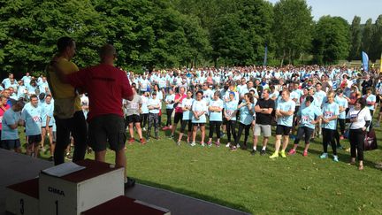 Jeudi 8 juin, une course en hommage aux deux policiers assassinés à Magnaville en 2016 était organisée dans les Yvelines par leurs anciens collègues. (NICOLAS TRAINO / RADIO FRANCE)