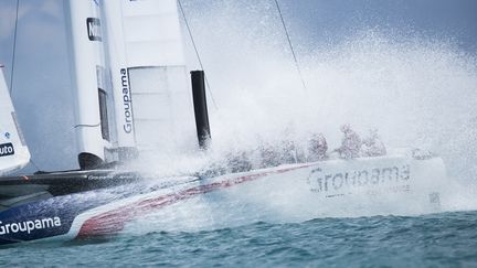 L'équipe française Groupama Team France, menée par Franck Cammas, lors de la 35e édition de la Coupe de l'America en 2017. (- / LLOYD IMAGES)