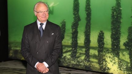 Carl XVI Gustaf, le roi de Suède le 23 septembre 2021, lors de l'inauguration du "Vrak Museum of Wreck"s à Stockholm.&nbsp;Ce&nbsp;nouveau musée est consacré aux épaves&nbsp;en mer Baltique. (NILS PETTER NILSSON / TT NEWS AGENCY)