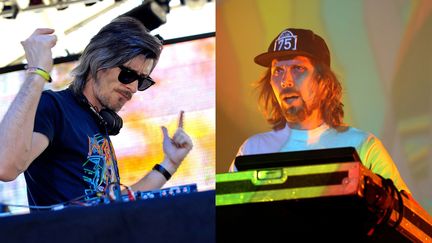 Kavinsky et Busy P invités à jouer à l'Elysée pour la Fête de la Musique 2018.
 (Charley Gallay/Getty/AFP et Fred Tanneau/AFP)