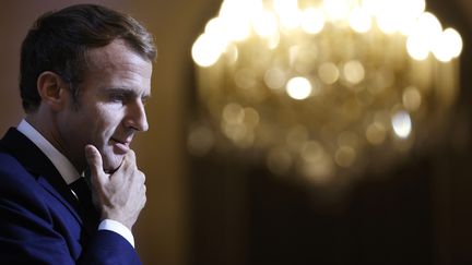 Le président de la République Emmanuel Macron à l'Elysée (Paris) le 24 octobre 2021 (LUDOVIC MARIN / POOL / AFP POOL)