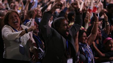 Explosions de joie chez les supporters de Barack Obama apr&egrave;s l'annonce de sa victoire. (CHIP SOMODEVILLA / GETTY IMAGES / AFP)