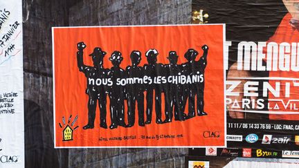 Une affiche de soutien aux chibanis, le 17 janvier 2015 à Paris. (RICHARD HOLDING / CITIZENSIDE / AFP)