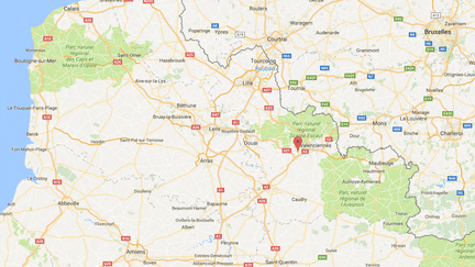 Carte de la situation de Denain dans le département du Nord. (GOOGLE MAPS)