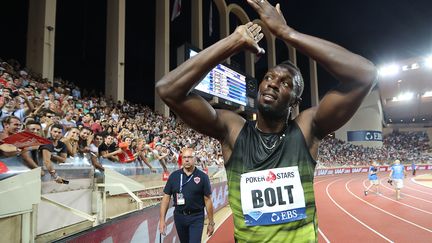 Usain Bolt, vainqueur de sa dernière course en meeting à Monaco (VALERY HACHE / AFP)