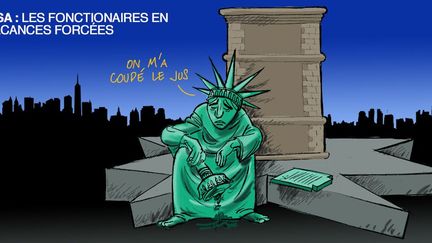 Le blocage budgétaire, qui a débuté le 1er octobre aux Etats-Unis, a généré la fermeture partielle des services fédéraux. Résultat : des milliers de fonctionnaires en congés sans solde et des monuments nationaux, comme la statue de la Liberté à New York, fermés. 


	Le président Barack Obama a dû annuler sa tournée asiatique en raison de cette crise, qui fait suite à 33 mois d'affrontements sur le budget entre démocrates et républicains. (Franck Pucques)