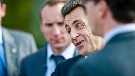 Nicolas Sarkozy pr&eacute;sente ses v&oelig;ux au monde agricole, &agrave; Pamiers (Ari&egrave;ge), le 17 janvier 2012. (FREDERIC LANCELOT&nbsp;/ SIPA)