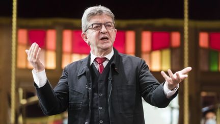 Jean-Luc Mélenchon lors d'un grand débat organisé par la France insoumise, à Paris, le 10 octobre 2020. (VINCENT ISORE / MAXPPP)