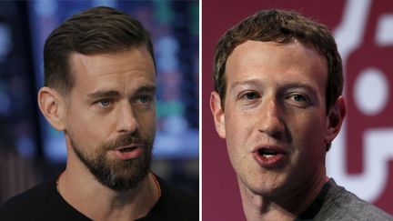  (Jack Dorsey (à gauche) et Mark Zuckerberg (à droite) ont chacun pris des mesures contre la propagande djihadiste © REUTERS / Albert Gea / Lucas Jackson)