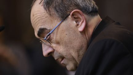 Le cardinal Philippe Barbarin à la Maison du diocèse, à Lyon, le 7 mars 2018. (ALEX MARTIN / EPA)