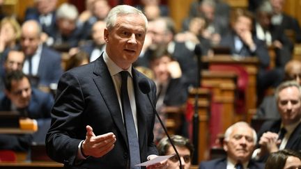 The Minister of the Economy, Bruno Le Maire, in the Senate, January 24, 2024. (DANIEL PIER / NURPHOTO)