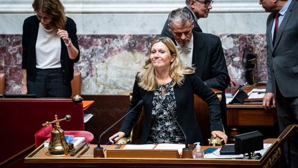 La présidente de l'Assemblée nationale, Yaël Braun-Pivet, le 26 juillet 2022 à Paris. (XOSE BOUZAS / HANS LUCAS / AFP)