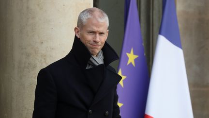 Le ministre de la Culture, Franck Riester, quitte le palais de l'Elysée après le Conseil des ministres, le 19 février 2020. (LUDOVIC MARIN / AFP)